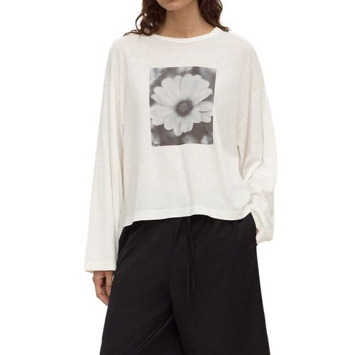 Assembly Label Womens Flora Wide Long Sleeve Tee Antique White